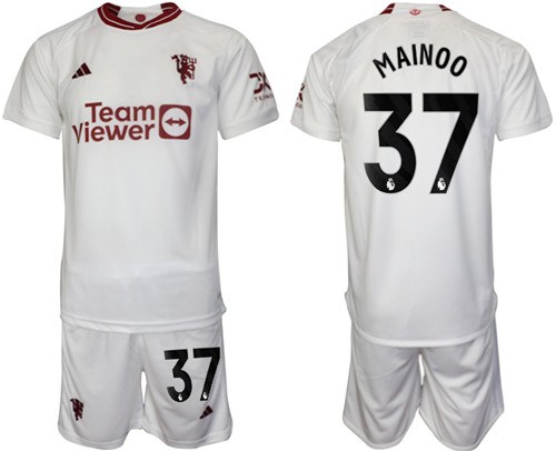 Manchester United 2nd away white 37# MAINOO 2023-24 suit soccer jerseys