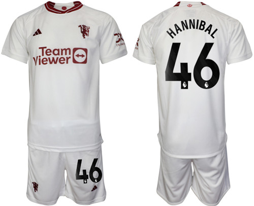 Manchester United 2nd away white 46# HANNIBAL 2023-24 suit soccer jerseys