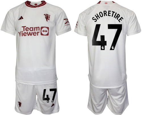 Manchester United 2nd away white 47# SHORETIRE 2023-24 suit soccer jerseys
