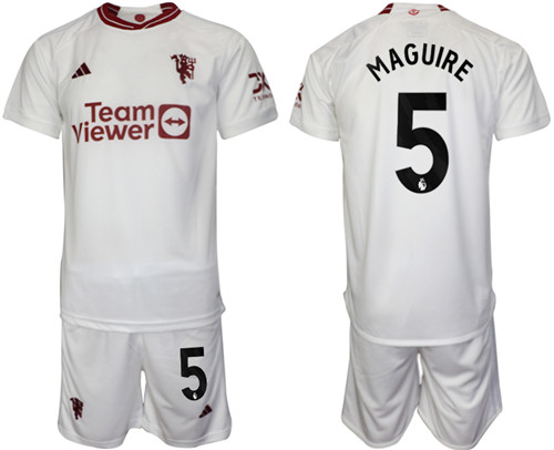 Manchester United 2nd away white 5# MAGUIRE 2023-24 suit soccer jerseys