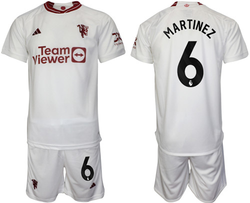 Manchester United 2nd away white 6# MARTINEZ 2023-24 suit soccer jerseys