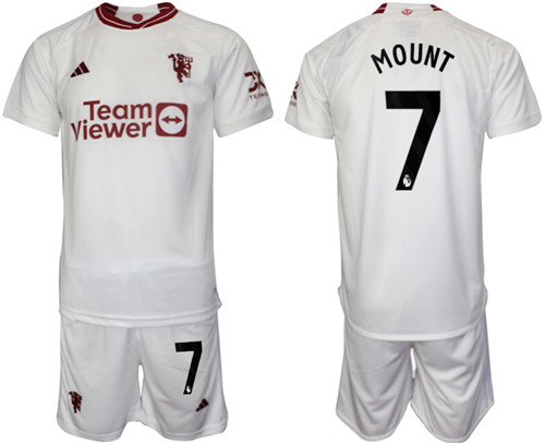 Manchester United 2nd away white 7# MOUNT 2023-24 suit soccer jerseys
