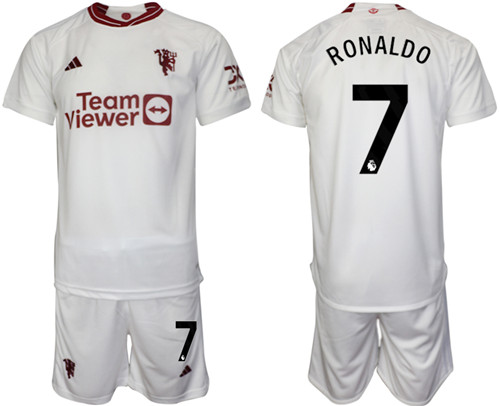Manchester United 2nd away white 7# RONALDO 2023-24 suit soccer jerseys