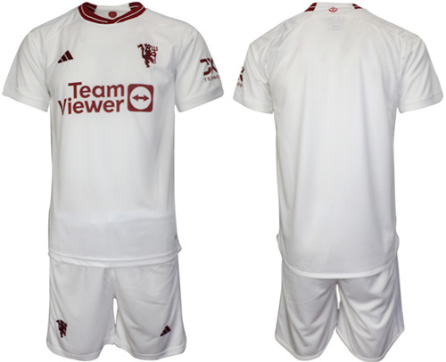 Manchester United 2nd away white Blank 2023-24 suit soccer jerseys