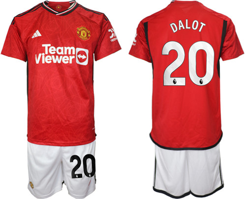 Manchester United home 20# DALOT 2023-24 suit soccer jerseys