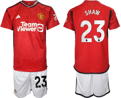 Manchester United home 23# SHAW 2023-24 suit soccer jerseys