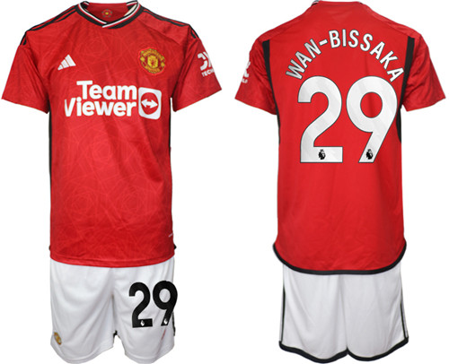 Manchester United home 29# WAN-BISSAKA 2023-24 suit soccer jerseys