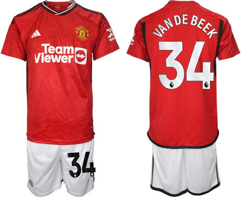 Manchester United home 34# VAN DE BEEK 2023-24 suit soccer jerseys