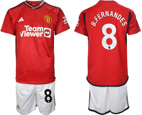 Manchester United home 8# B.FERNANDES 2023-24 suit soccer jerseys