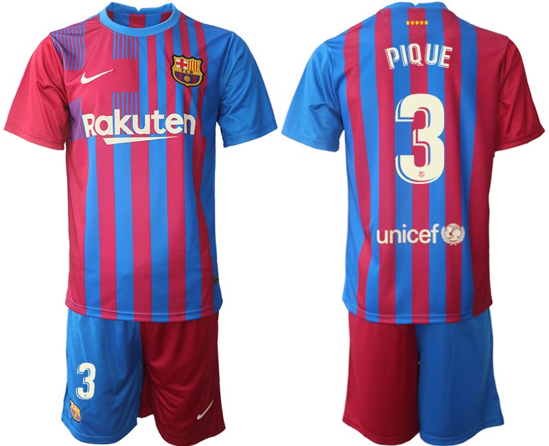 Men 2021-2022 Club Barcelona home red 3 PIQUE Nike Soccer Jerseys