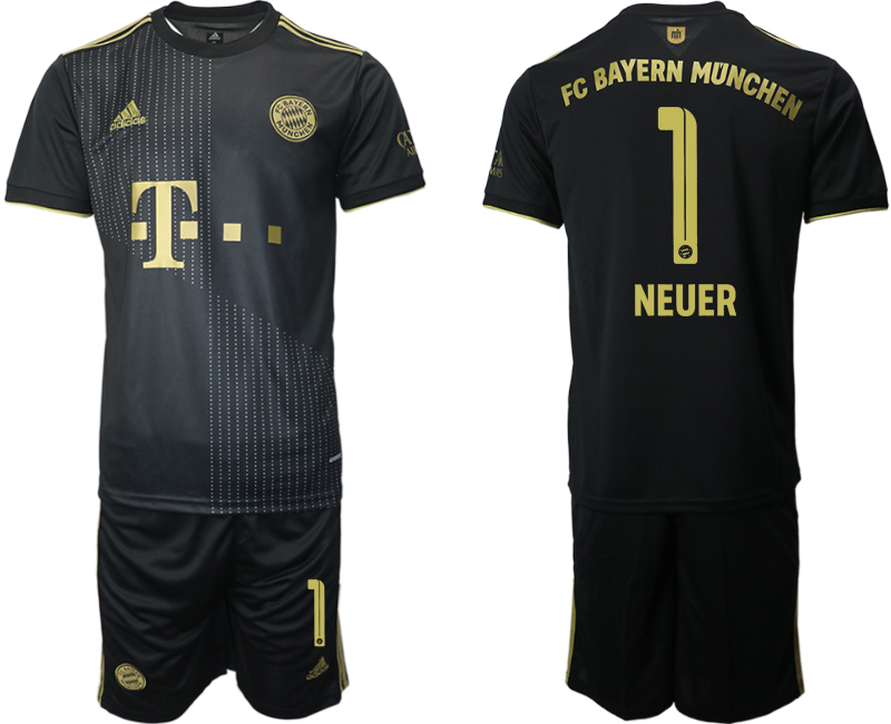 Men 2021-2022 Club Bayern Munich away black 1 NEUER Adidas Soccer Jersey