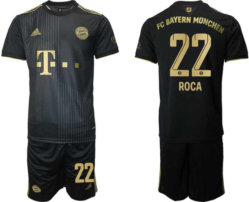 Men 2021-2022 Club Bayern Munich away black 22 ROCA Adidas Soccer Jersey