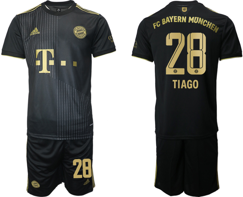 Men 2021-2022 Club Bayern Munich away black 28 TIAGO Adidas Soccer Jersey