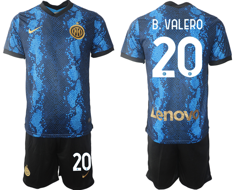 Men 2021-2022 Club Inter Milan home blue 20 B.VALERO Nike Soccer Jersey