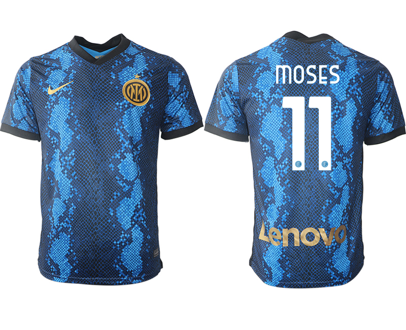 Men 2021-2022 Club Inter Milan home blue aaa versio 11 MOSES Nike Soccer Jersey
