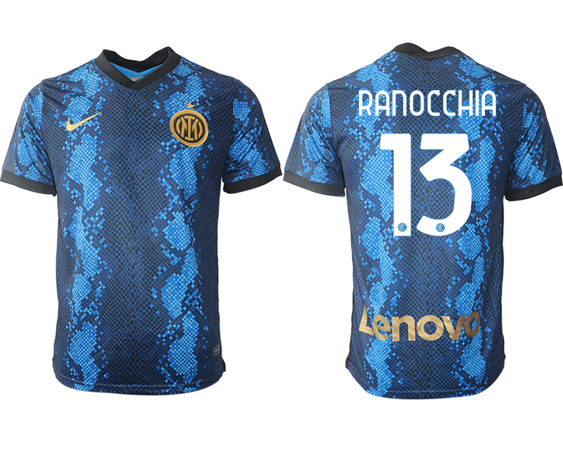 Men 2021-2022 Club Inter Milan home blue aaa versio 13 RANOCCHIA Nike Soccer Jersey