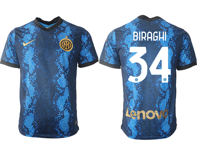 Men 2021-2022 Club Inter Milan home blue aaa versio 34 BIRAGHI Nike Soccer Jersey