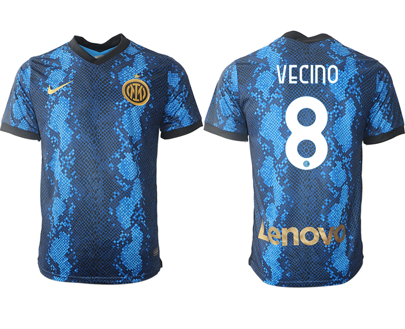 Men 2021-2022 Club Inter Milan home blue aaa versio 8 VECINO Nike Soccer Jersey