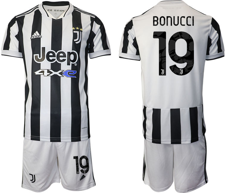 Men 2021-2022 Club Juventus home white 19 BONUCCI Adidas Soccer Jerseys