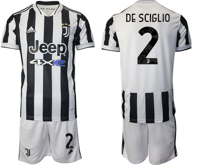 Men 2021-2022 Club Juventus home white 2 DE SCIGLIO Adidas Soccer Jerseys