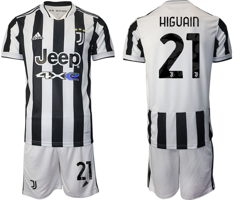 Men 2021-2022 Club Juventus home white 21 HIGUAIN Adidas Soccer Jerseys