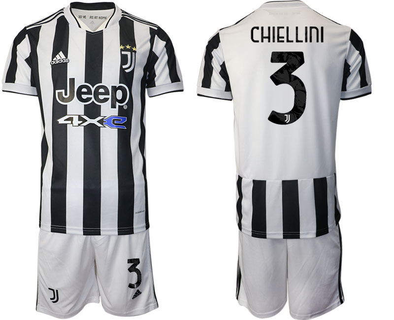 Men 2021-2022 Club Juventus home white 3 CHIELLINI Adidas Soccer Jerseys