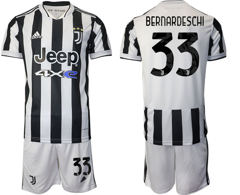 Men 2021-2022 Club Juventus home white 33 BERNARDESCHI Adidas Soccer Jerseys