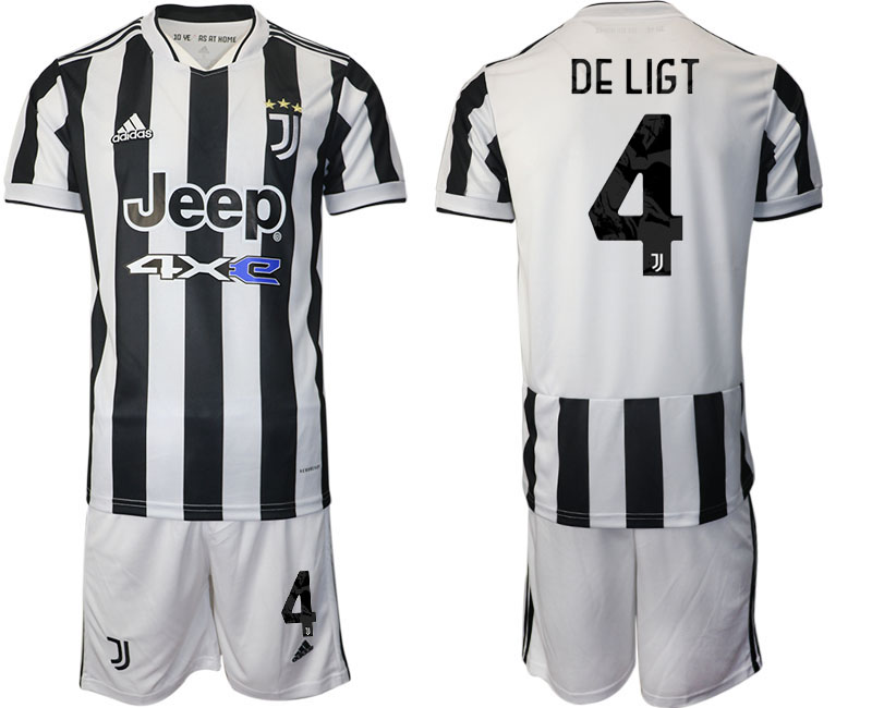 Men 2021-2022 Club Juventus home white 4 DE LIGT Adidas Soccer Jerseys