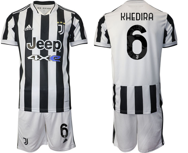 Men 2021-2022 Club Juventus home white 6 KHEDIRA Adidas Soccer Jerseys