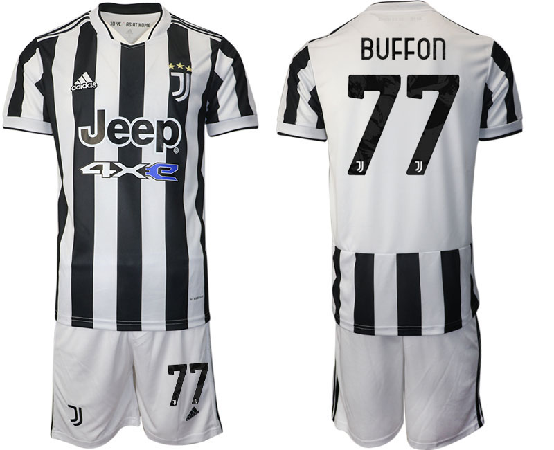 Men 2021-2022 Club Juventus home white 77 BUFFON Adidas Soccer Jerseys