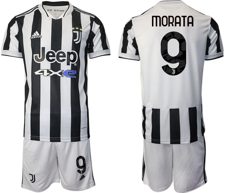 Men 2021-2022 Club Juventus home white 9 MORATA Adidas Soccer Jerseys