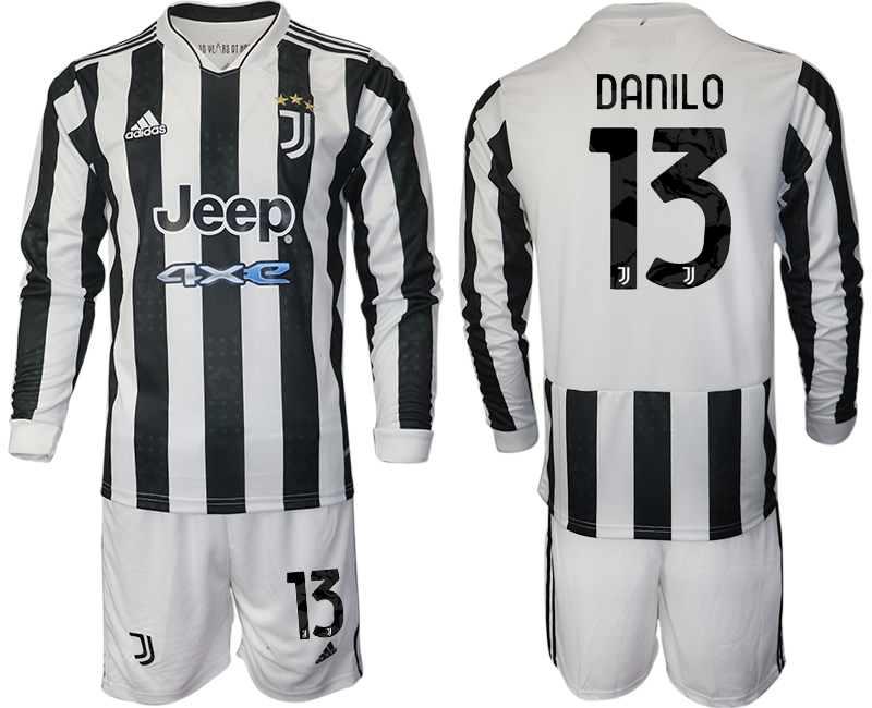 Men 2021-2022 Club Juventus home white Long Sleeve 13 DANILO Adidas Soccer Jersey