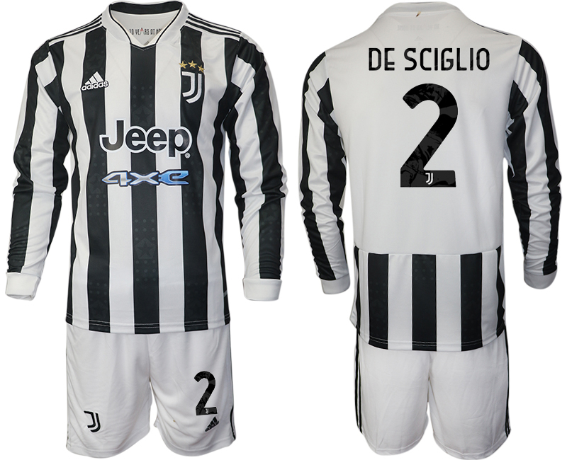 Men 2021-2022 Club Juventus home white Long Sleeve 2 DE SCIGLIO Adidas Soccer Jersey