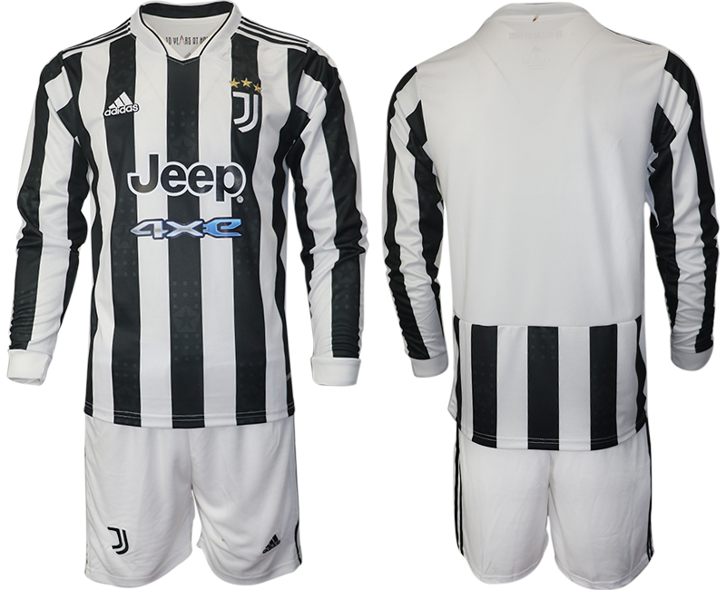 Men 2021-2022 Club Juventus home white Long Sleeve blank Adidas Soccer Jersey