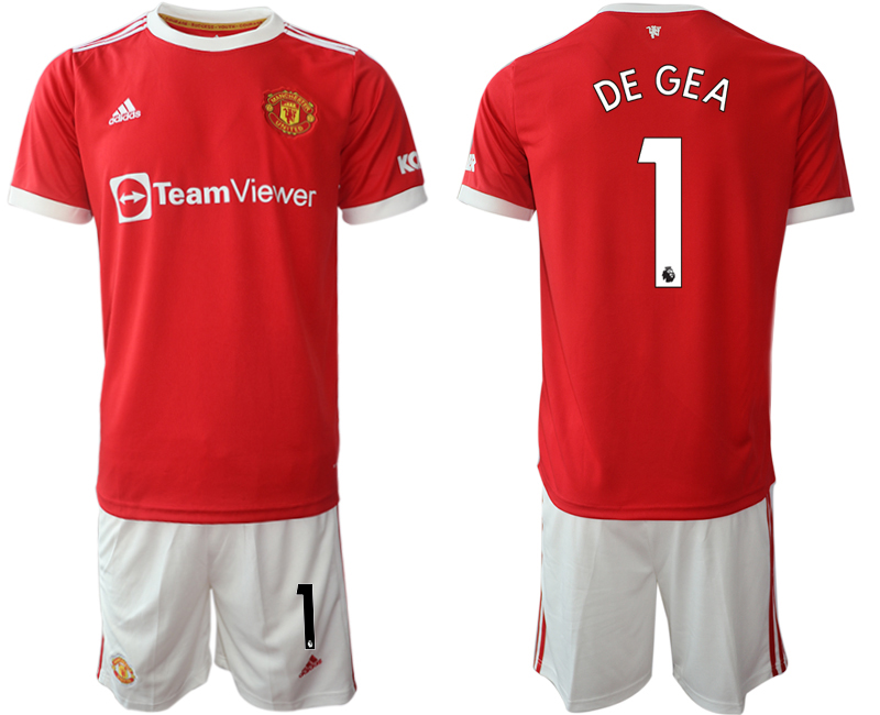 Men 2021-2022 Club Manchester United home red 1 David De Gea Adidas Soccer Jersey