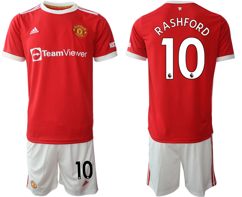 Men 2021-2022 Club Manchester United home red 10 MARCUS RASHFORD Adidas Soccer Jersey