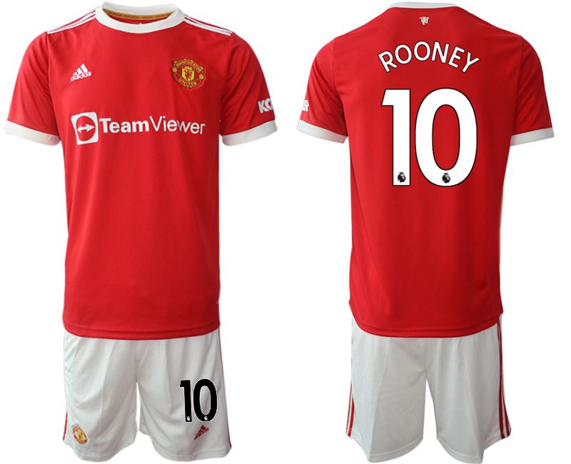 Men 2021-2022 Club Manchester United home red 10 Wayne Rooney Adidas Soccer Jerseys