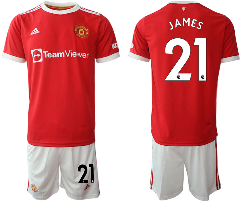 Men 2021-2022 Club Manchester United home red 21 James Adidas Soccer Jersey