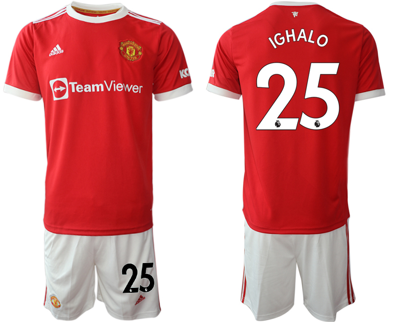 Men 2021-2022 Club Manchester United home red 25 Odion Ighalo Adidas Soccer Jersey