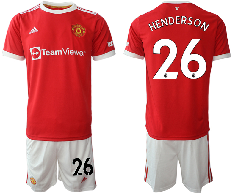 Men 2021-2022 Club Manchester United home red 26 Dean Henderson Adidas Soccer Jersey