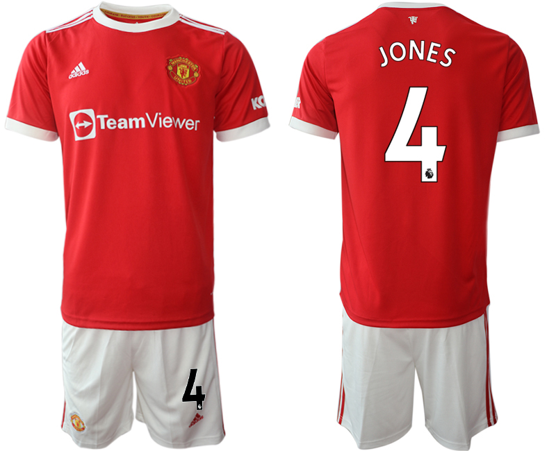 Men 2021-2022 Club Manchester United home red 4 Phil Jones Adidas Soccer Jersey