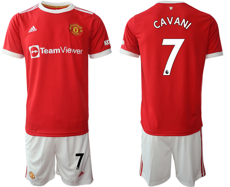 Men 2021-2022 Club Manchester United home red 7 Cavani Adidas Soccer Jersey