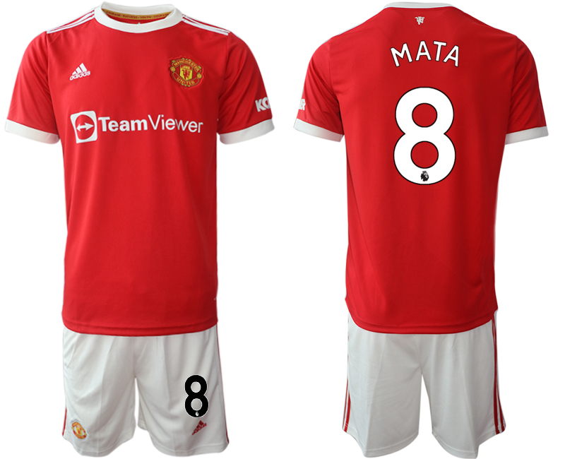 Men 2021-2022 Club Manchester United home red 8 Juan Mata Adidas Soccer Jersey