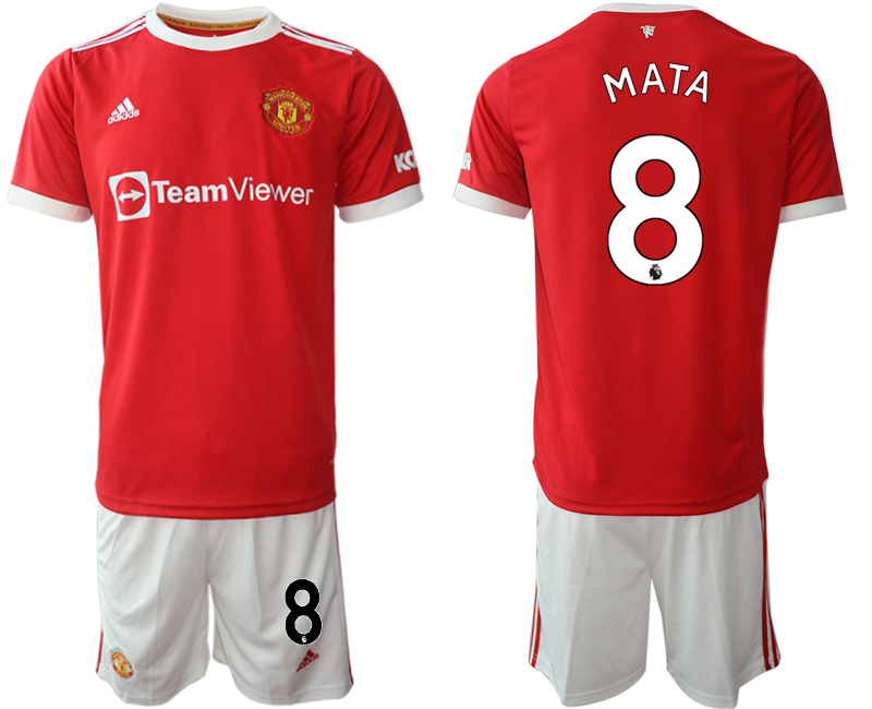 Men 2021-2022 Club Manchester United home red 8 Juan Mata Adidas Soccer Jersey
