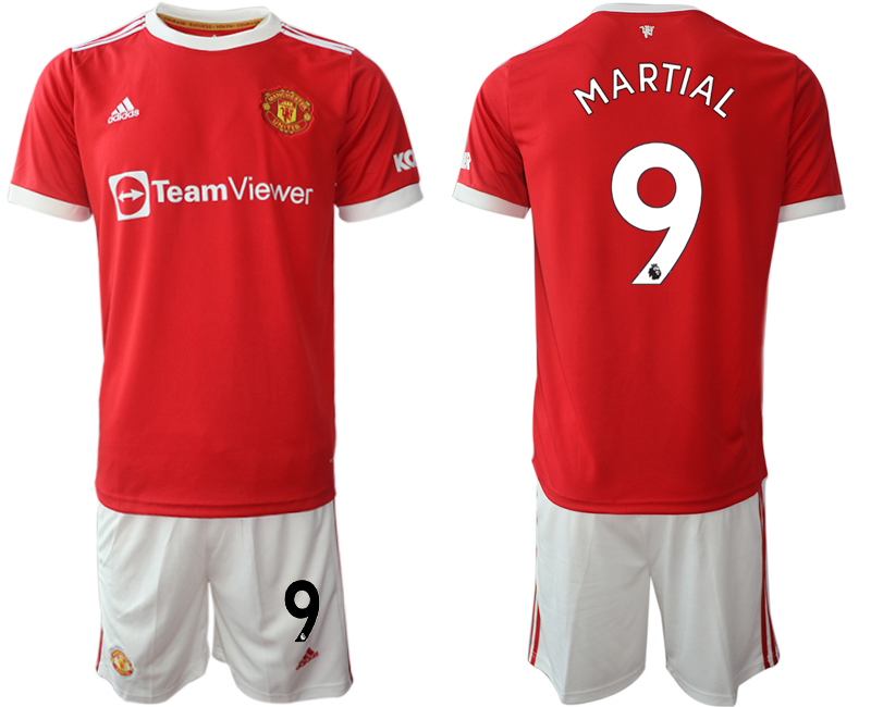 Men 2021-2022 Club Manchester United home red 9 Anthony Martial Adidas Soccer Jersey