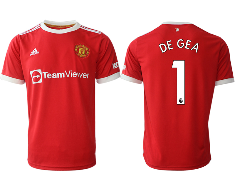 Men 2021-2022 Club Manchester United home red aaa version 1 David De Gea Adidas Soccer Jersey