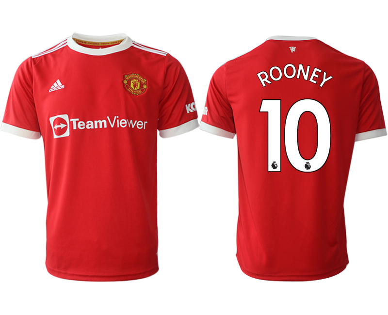 Men 2021-2022 Club Manchester United home red aaa version 10 Wayne Rooney Adidas Soccer Jersey