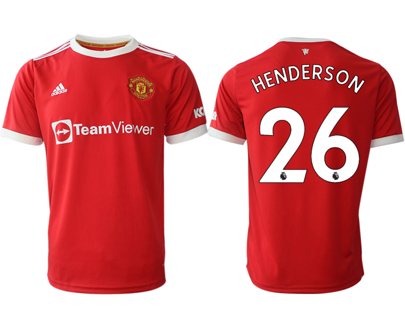 Men 2021-2022 Club Manchester United home red aaa version 26 Dean Henderson Adidas Soccer Jersey