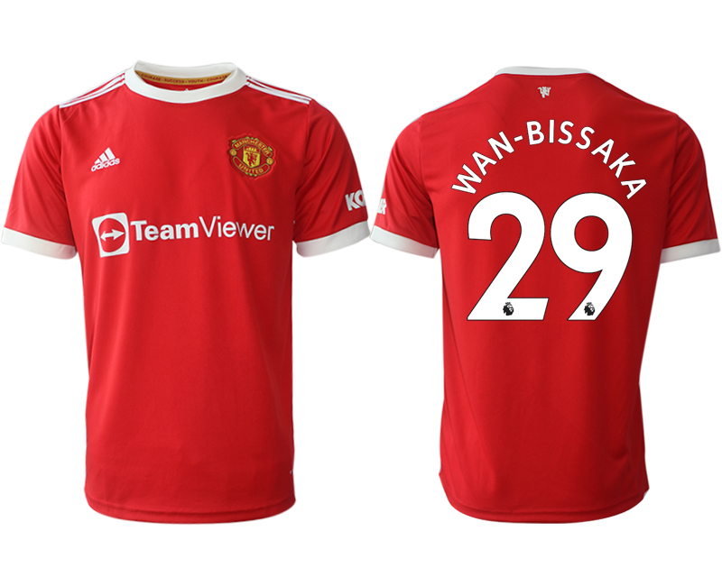 Men 2021-2022 Club Manchester United home red aaa version 29 Aaron Wan-Bissaka Adidas Soccer Jersey