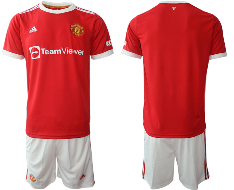 Men 2021-2022 Club Manchester United home red blank Adidas Soccer Jersey